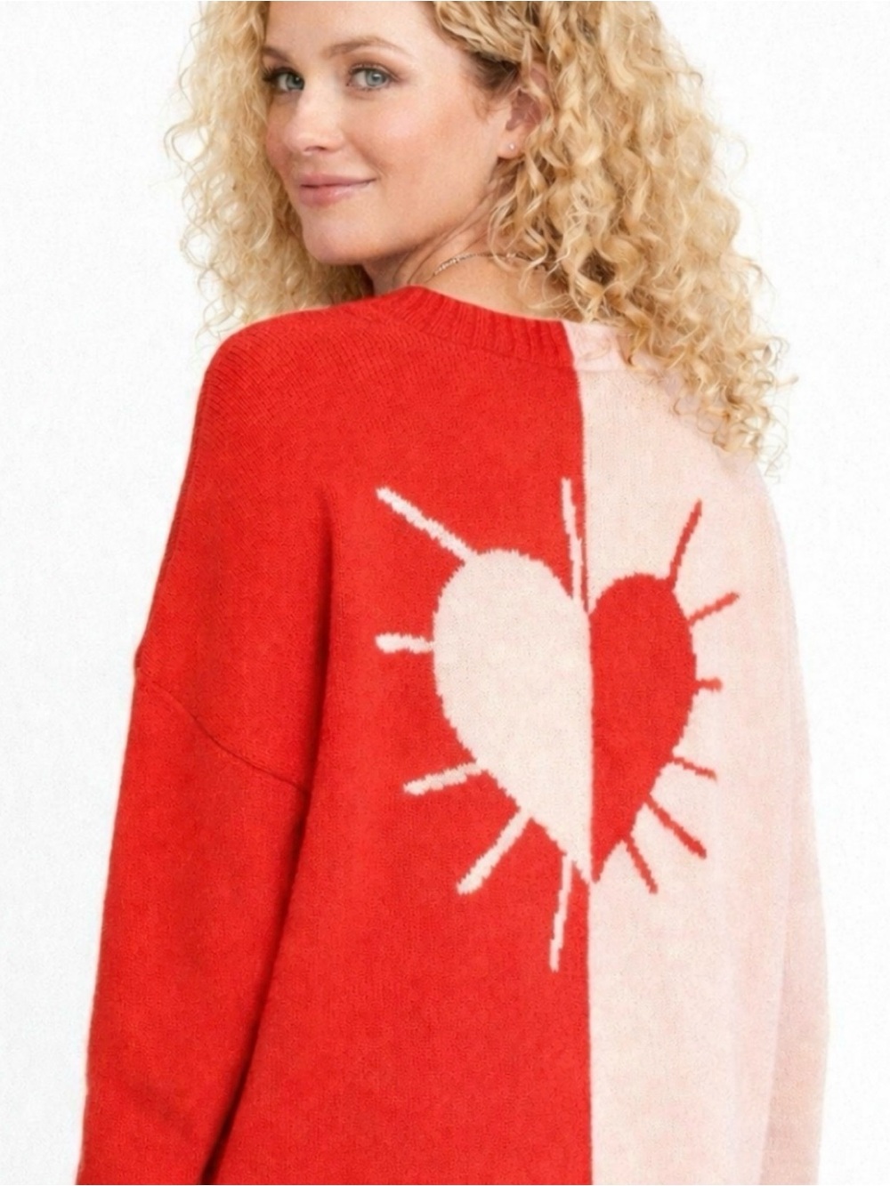🔥Kerri Rosenthal colorblock pink and red heart sweater. New